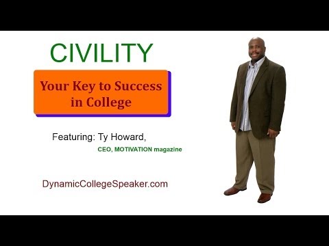 College Speakers - http://www.dynamiccollegespeaker.com Civility - Your Key to Success in College Featuring Ty Howard. College First Year Experience Speakers. FYE Motivational ...