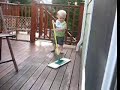 Lochlan sweeping the deck Lochlan sweeping the deck