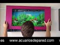 Acuario de pared super plano con bonitos fondos, fácil mantenimiento.Los peces son de verdad tal como se observa ocupa muy poco espacio y decorará cualquier habitación.Muy fácil instalación.Visita www.livingwall.es