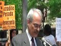 At a rally in front of the U.S. Justice Department, in Washington, DC, on May 11, 2007, attorney Luis Rumbaut argued for the extradition to Venezuela of Luis Posada Carriles. He also submitted in the alternative that Carriles be charged by the U.S. Attorney General, Alberto R. Gonzales, with offenses related to his alleged ties to terrorism. Mr. Rumbaut relied in part on letters to the U.S. Attorney General in the matter of Carriles, which had been sent to the A.G. by Rep. Dennis Kucinich (D-OH) and Rep. William D. Delahunt (D-MA). The rally was sponsored by the ANSWER Coalition, among other groups. Mr. Rumbaut is a former Assistant A.G. for the District of Columbia. Sarah Sloan of ANSWER introduced the speaker. For background on the case of Luis Posada Carriles, see an excellent analysis by attorney Marjorie Cohn, at: http://www.afterdowningstreet.org/?q=node/22333