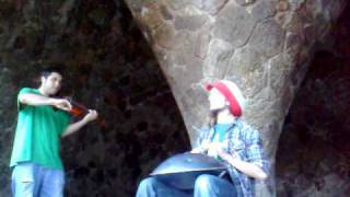 Flavio Lopez on violin and Daniel Waples Hang drum