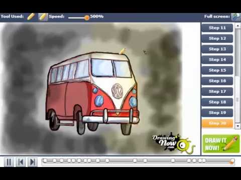 how to draw vw camper van