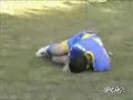 Kid gets nailed in the beanbag with a ball
