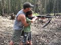 dominic carey's first time shooting a shotgun. but he did hit it