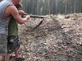 dominic carey's first time shooting a shotgun. but he did hit it