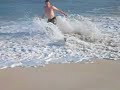 wave vs. 20lb dog.  WAVE WINS!