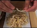 Vegetable Spring Rolls with Thai Peanut Sauce Recipe : Shucking Bean Sprouts for Vegetable Spring Rolls