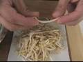 Vegetable Spring Rolls with Thai Peanut Sauce Recipe : Shucking Bean Sprouts for Vegetable Spring Rolls
