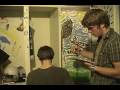 Painting a mural. Painting a mural.