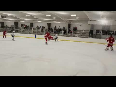 2023-12-23 Varsity Scoring Chance, Faceoff Win, O Zone Wide Pull Fake, Blue Line Lat Pass vs St Fran