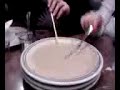with a straw