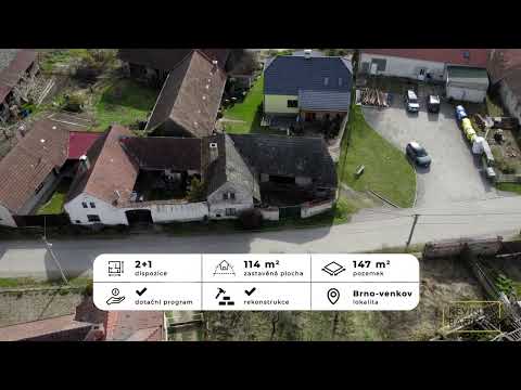 Video Prodej RD na rekonstrukci v obci Kuřimské Jestřabí, Brno-venkov