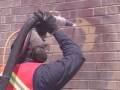 Soda blasting for graffiti removal