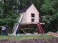 This tree house was custom designed and built by the Best Behaved Boys at Meadowview Construction. After winning this treehouse at a charity auction the homeowners and their children helped us select a suitable tree for the treehouse. It is every kid's dream growing up to have their own special space and this space is certainly special. A team of 6 carpenters had this entire treehouse built in one day including clean-up.