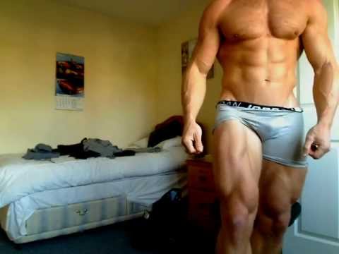 muscular - Adam Charlton - aka adam400m - does some posing and flexing.