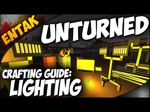 Unturned Crafting Guide ➤ How To Make A Campfire - Tactical Light - Miners Helmet - Brazier & More!