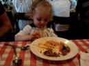 Ariella eating spaghetti