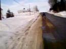 henry flying into snow off of a bike