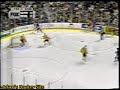 Ken Belanger hits Ulf Samuelsson into the boards from behind Ken Belanger hits Ulf Samuelsson into the boards from behind