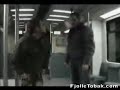 Tough guy being owned in a train. Tough guy being owned in a train.
