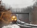 CSX Through Auburn MA. 12:56. Queeling K-5LA. In The Sleet.