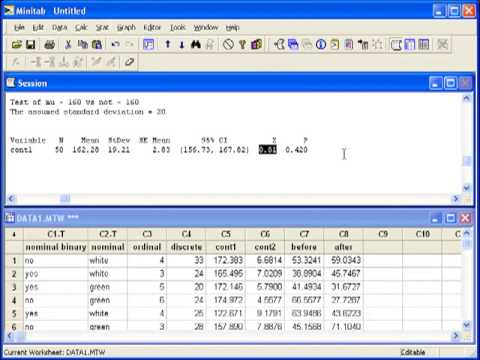 how to do a t test in minitab