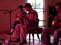 musician erik hokkanen (on the fiddle) performs with charles thibodeaux and peter schwarz (closest to camera)on low cash wednesday at lambert's in austin.