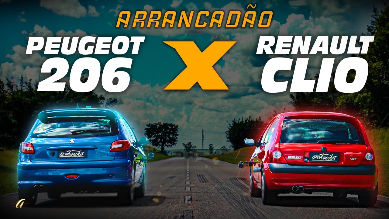RENAULT CLIO 1.6 16V x PEUGEOT 206 1.6 16V! Qual hatch francês acelera mais forte no Arrancadão?