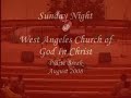 sunday night service at west angeles church of god in christ. taking a break to praise god!