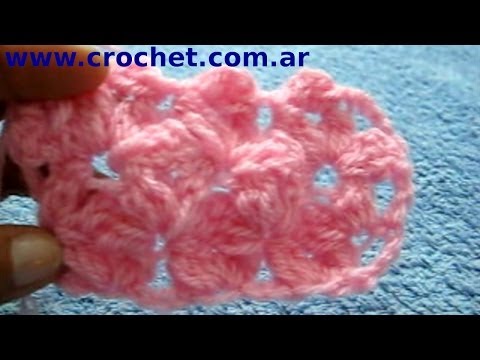 jazmin - Realización del punto jazmín en tejido crochet. Puedes ver el gráfico y la explicación en el siguiente enlace: http://www.crochet.com.ar/Coleccion_Puntos/Pun...