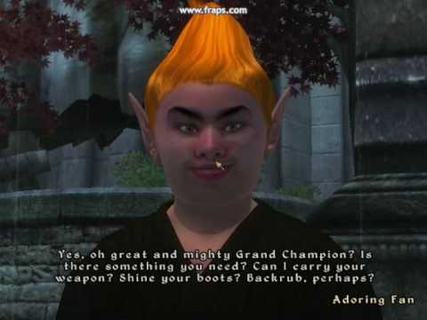 adoring - A hero becomes the grand champion of Cyrodil, and to his suprise, he gets a follower. He decides to let the
