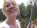 Girl With A Shotgun & Rifle Double Barrel Combo (410 & .22)