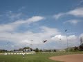 first flight of my new 576 ringmaster foam wing. very windy day around 15 with gusts to 20. need more wingtip weight and she will be awesome. was a bit scary but i couldn't wait no longer. (new plane)