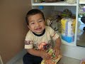 My son having fun in the kitchen