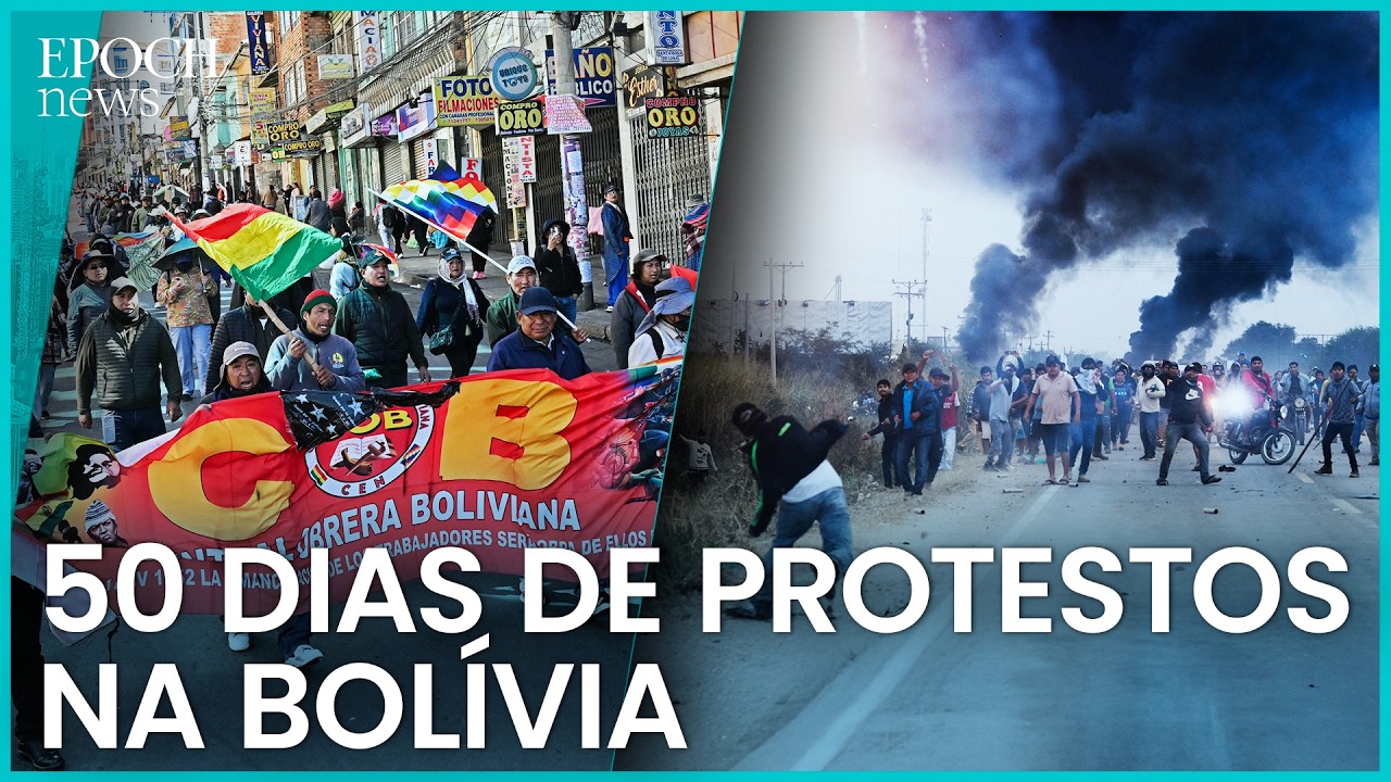 Bolívia: Bloqueios e prisões marcam 50 dias de protestos, agravando a crise social e humanitária.