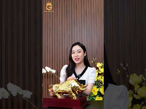 Review Tượng Bò Tài Chính Bằng Đồng Dát Vàng 24k