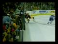 milan lucic drives mike van ryn thru the glass