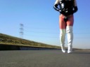 White Thigh High Boots PVC Dress in Public Walk White Thigh High Boots PVC Dress in Public Walk