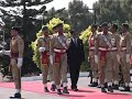 Pakistan armed forces contingent presents Guard to out going prime minister. The band plays Auld Lang Syne during the parade review