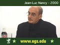 http://www.egs.edu/ philosopher jean-luc nancy, talking about deconstruction, christianity, ascension, religion, literature, metaphysics, theology, catholicism, philosophy, technology, representation, finite and infinite, trinity, polytheism, globalization, friedrich wilhelm nietzsche, immanuel kant, martin heidegger. public open lecture for the students of the european graduate school egs, media and communication studies department program, saas-fee, switzerland, europe, 2000. jean luc nancy.
jean-luc nancy, born 26 july 1940, is a french philosopher. his first introduction to philosophy was in his youth in the catholic environment of bergerac.
jean-luc nancy graduated in philosophy in 1962 in paris. he taught for a short while in colmar, and then in 1968 he took on a position as an assistant at the institut de philosophie in strasbourg. in 1973 he received his doctorate with a dissertation on kant under the supervision of paul ric?ur. he was then promoted to ma�tre de conf�rences at the universit� des sciences humaines de strasbourg. in the 1970s and 1980s he was guest professor at universities all over the world, from the university of california to the freie universit�t in berlin. his international reputation has grown, and he has been invited as a cultural delegate of the french ministry of external affairs to speak in eastern europe, britain and the united states. in 1987 nancy received his docteur d'�tat from the universit� de toulouse-le-mirail, under the supervision of g�rard granel and with a jury including jean-fran�ois lyotard and jacques derrida. it was published as l'exp�rience de la libert� (1988).
in the last part of the 1980s and early 1990s nancy had to take a break from his active career because of illness. he underwent a heart transplant, and his recovery was made more difficult by a long-term fight with cancer. he stopped teaching and quit participation in almost all of the committees with which he was engaged; however he never stopped writing. many of his best known texts were published during this time. a moving account of his experience entitled l'intrus (the intruder) was published in 2000. today he remains an active philosopher, speaking around the world at many philosophical congresses and writing ceaselessly. he is professor of philosophy at the university of strasbourg . filmmaker claire denis has made at least two movies inspired by jean-luc nancy and his works. many other artists have worked with nancy as well, for example the artist soun-gui kim. nancy has written about the filmmaker abbas kiarostami and also appeared prominently in the film the ister.
he is the author of le discours de la syncope (1976) and l'imp�ratif cat�gorique (1983) on kant, la remarque sp�culative (translated as the speculative remark, 2001) on hegel, ego sum (1979) on descartes and le partage des voix (1982) on heidegger. other major influences include derrida, bataille, blanchot and nietzsche. his first book, published in 1973, was titled le titre de la lettre (the title of the letter), and was written in collaboration with philippe lacoue-labarthe. in this critical study of the work of jacques lacan, nancy's main critique of psychoanalysis is that lacan puts the metaphysical subject to task but does so in a manner couched in metaphysics. nancy has continued to critique psychoanalytic concepts since this book, believing ideas like the law, father, other and subject to be worth studying but warning against the theological remnants embedded in psychoanalytical language