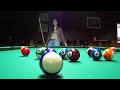 Woman Pool Hustler Pool Hall Shark on Opening Billiards Break Pool Table
