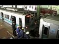 小田急線相模大野駅での通勤車の増結作業（ダイヤ乱れの為）