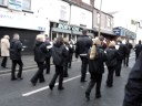 The famous Besses Boys Brass Band lead the Prestwich Remembrance Sunday parade with the march Death or Glory.