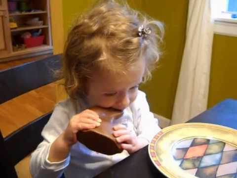 Samantha eating her Chocolate Easter Bunny from Xavi, Jus & Mike