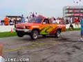 Mini truck flips from hydaulics