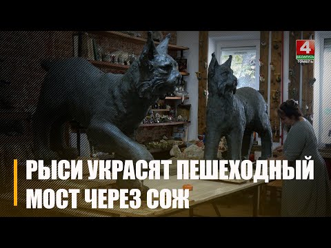 Бронзовые скульптуры рысей украсят обновлённый пешеходный мост через Сож в Гомеле видео