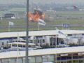 on the opening day (8th june 1989) mikoyan test pilot anatoliy kvochur was making a demonstration flight in the single-seater mig-29 '303' blue. during the high-alpha/low-speed pass at 160m (525ft) that was to conclude the fulcrum's aerobatic display, the starborad engine surged, belching a sheet of flame. kvochur immediately selected full afterburner for the working engine; however at 180km/h (111mph) he had insufficient rudder and ailereon authority to counter the trust asymmetry and the ...