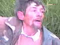 Drunk man in a field