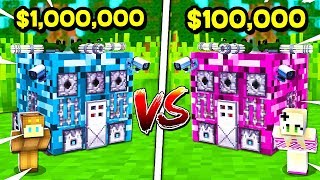 BROTHER vs SISTER $1,000,000 MINECRAFT SECRET BASE CHALLENGE! (BOY vs GIRL) (NOOB vs PRO)