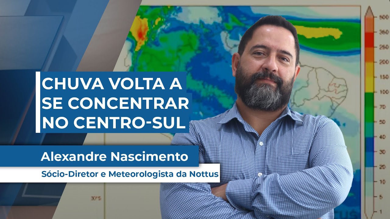 Chuva volta a se concentrar no Centro-Sul do Brasil nos próximos 10 dias